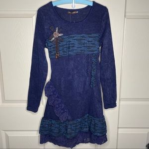 John Fashion Decretive Knit Blue Dress